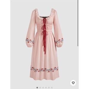 Cider Pink Embroidered Midi Dress